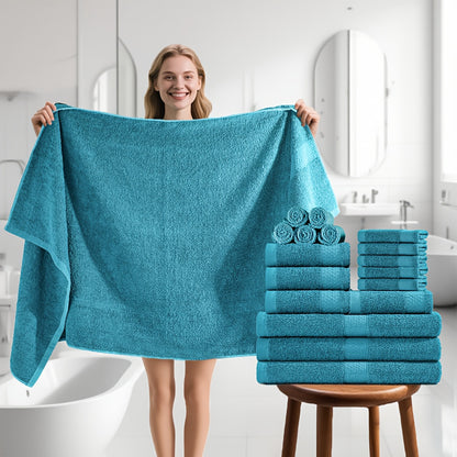 Bath Towel Set - Cotton Blend, Absorbent & Soft