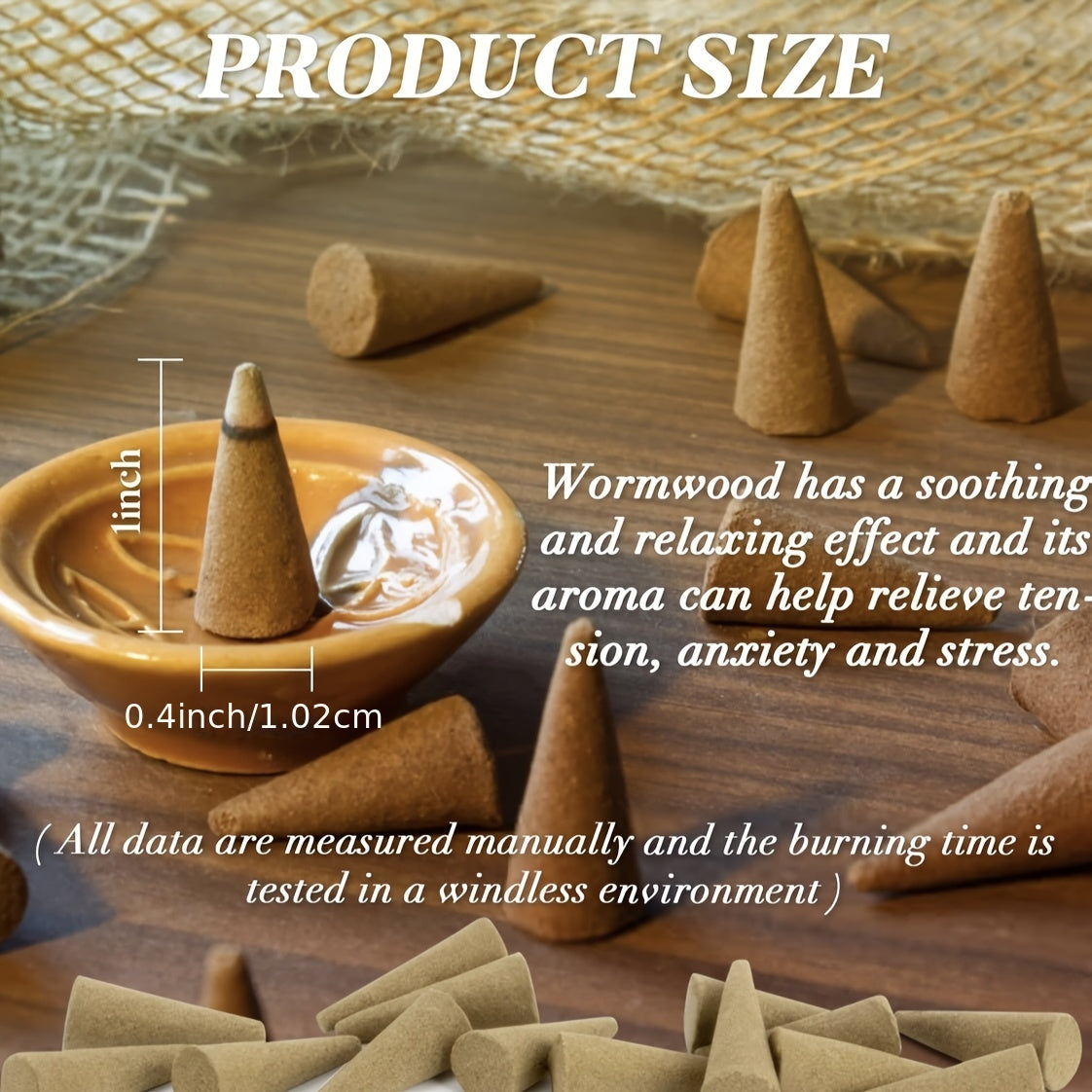 100pcs Sandalwood & Mugwort Incense Cones - Long-Lasting Fragrance for Home & Yoga - Shello's Creative Boutique