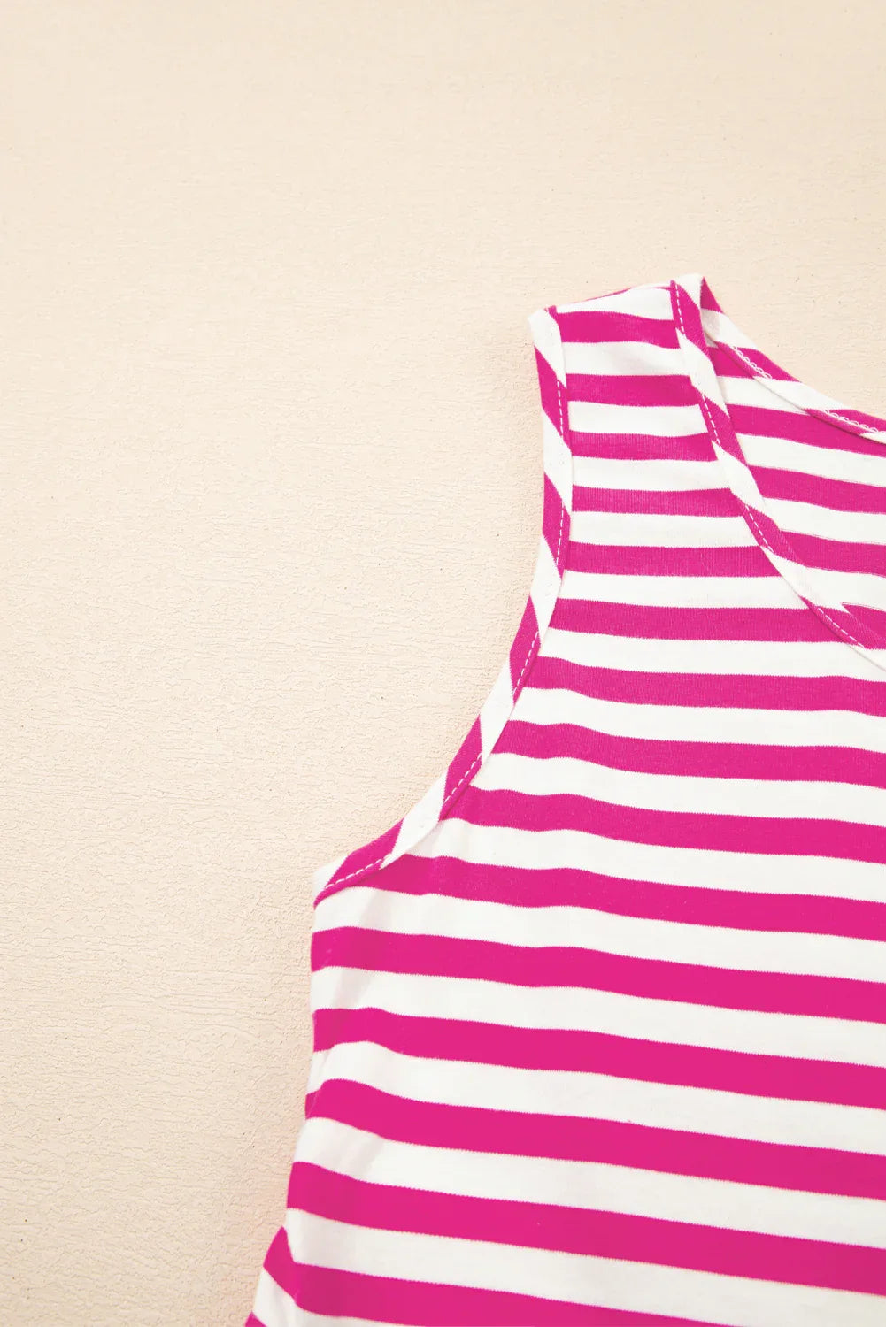 Rose Stripe U Neck Sleeveless Loose Fit Mini Dress - Shello's Creative Boutique