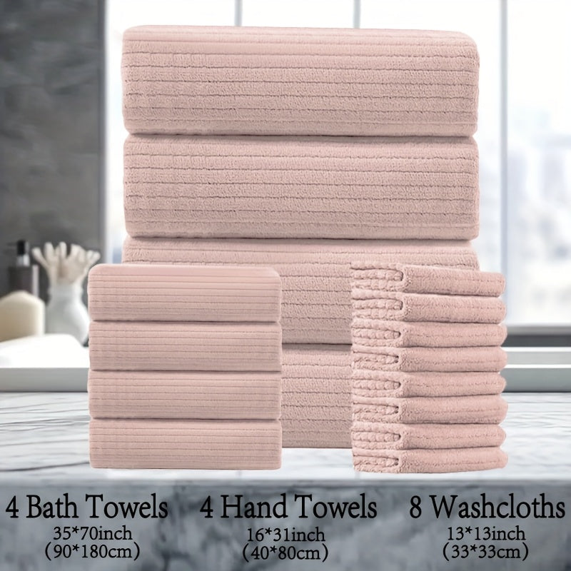 16 Piece Microfiber Bath Towel Set - Quick-Dry & Absorbent