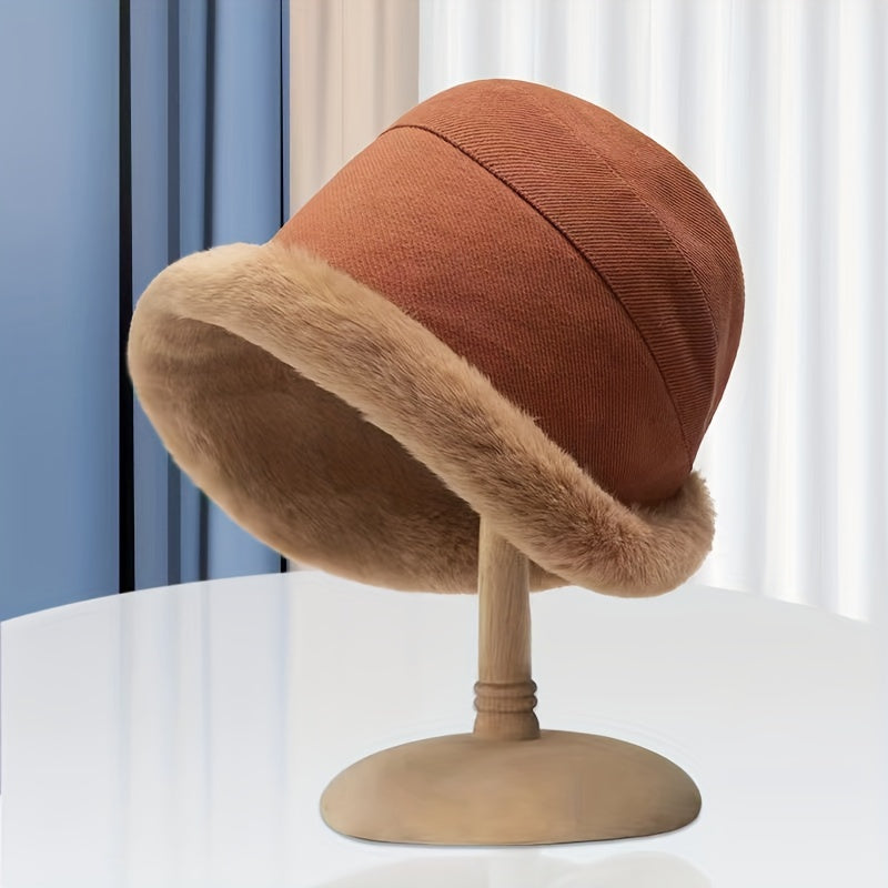 Winter Thermal Bucket Hat, Faux Fur Plush Thickened Ear Protection Fisherman Warmer Hat For Women Xmas Gift Shello's Creative Boutique