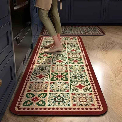 Vintage Kitchen Floor Mat - Crystal Velvet Water Absorbent Non-Slip Rug - Shello's Creative Boutique