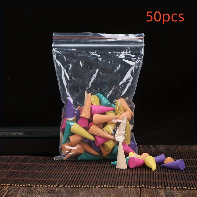 Assorted Backflow Incense Cones, Lavender Scent, Mixed Colors Home & Bathroom Air Purifying Wooden Incense Particle, Long-Lasting Fragrance - Shello's Creative Boutique