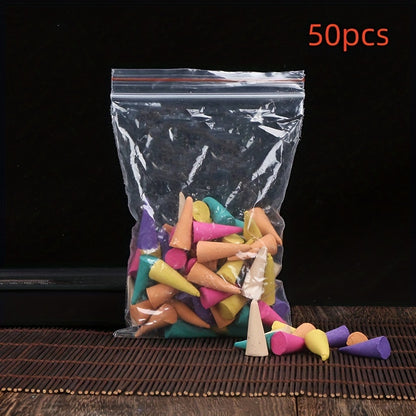 Assorted Backflow Incense Cones, Lavender Scent, Mixed Colors Home & Bathroom Air Purifying Wooden Incense Particle, Long-Lasting Fragrance - Shello's Creative Boutique