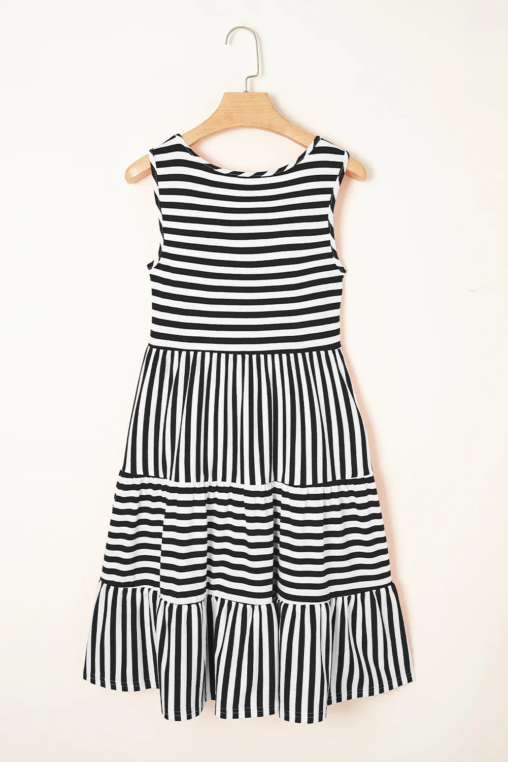 Rose Stripe U Neck Sleeveless Loose Fit Mini Dress - Shello's Creative Boutique