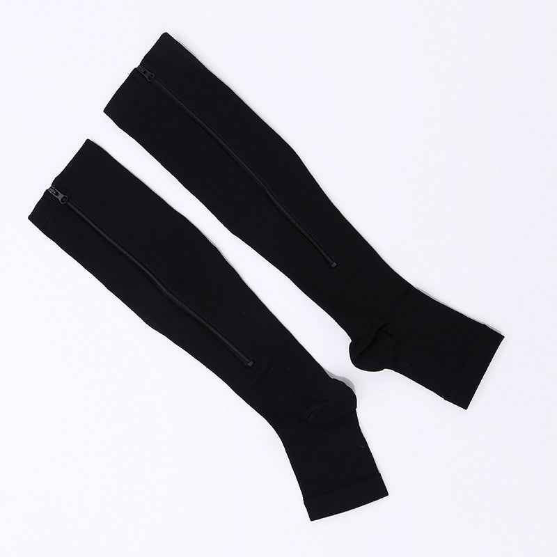 Toe Freedom Compression Socks - Comfortable, Breathable, and Quick-Drying for All-Day Wear, Sports, and Fitness - Polyester Knit Fabric, Side Zipper, and Toeless Design