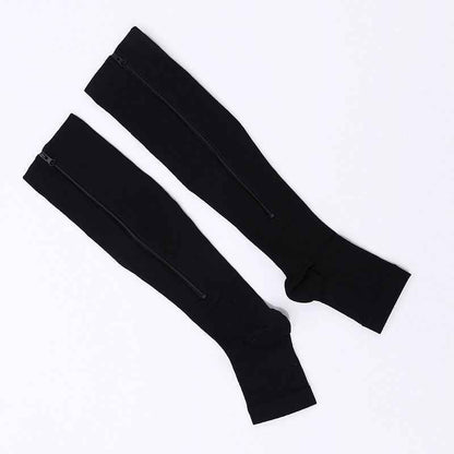 Toe Freedom Compression Socks - Comfortable, Breathable, and Quick-Drying for All-Day Wear, Sports, and Fitness - Polyester Knit Fabric, Side Zipper, and Toeless Design
