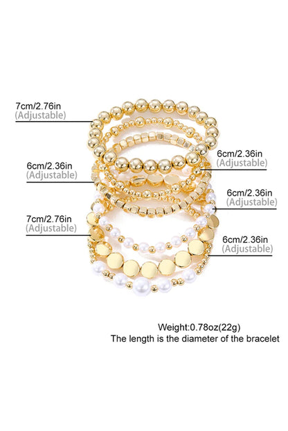 Gold Minimalist Pearl Beaded Bracelet Set – Elegant Stackable Jewelry for Women - Shello's Creative Boutique
