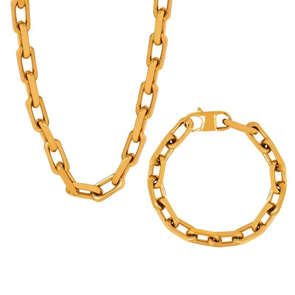 18K Gold Cuban Chain Thick Chain Design High-end Bracelet Necklace - Shello's Creative Boutique