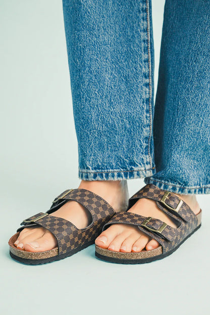 White Vintage Double Buckle Comfortable Slippers - Shello's Creative Boutique