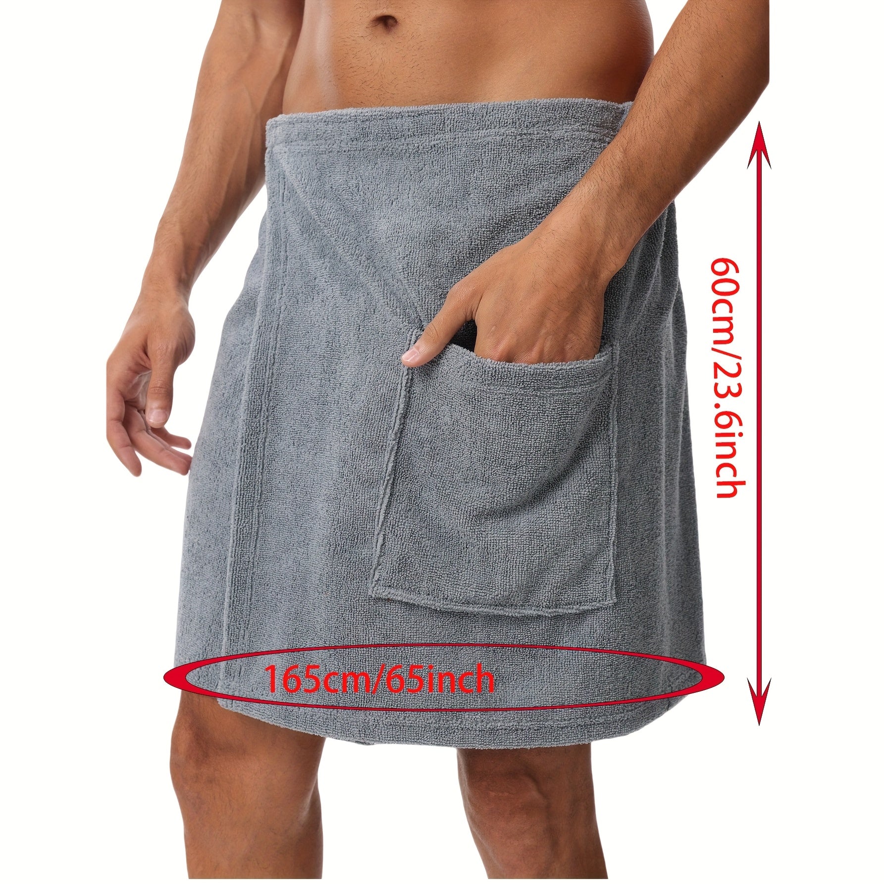 Men's Adjustable Bath Towel with Pockets - Microfiber - Shello's Creative Boutique