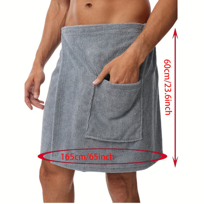 Men's Adjustable Bath Towel with Pockets - Microfiber - Shello's Creative Boutique