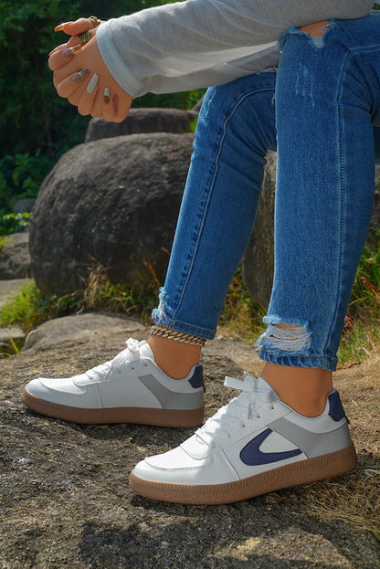 Coffee PU Leather Sneakers - Lace-Up Casual Trainers - Shello's Creative Boutique