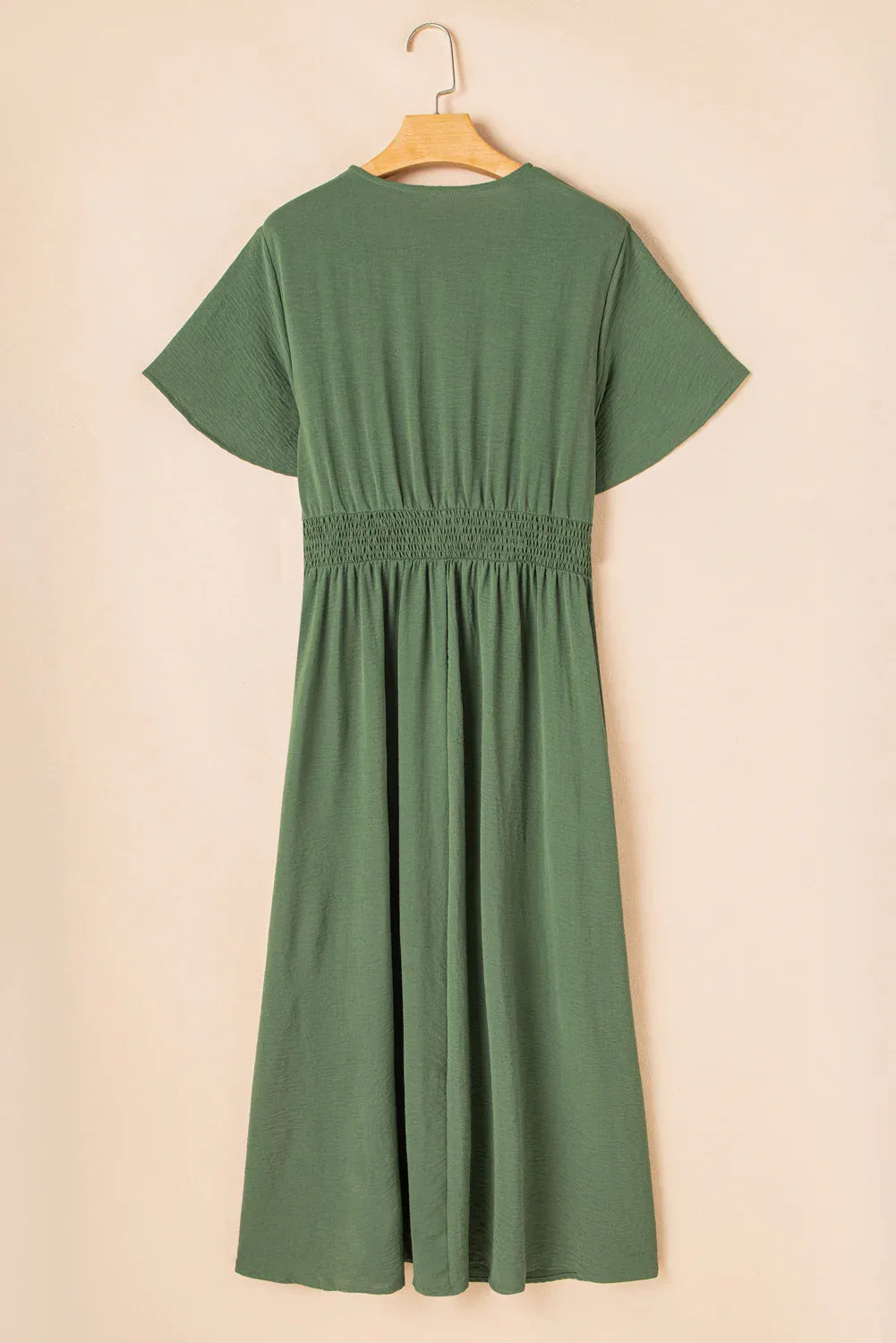 Green Surplice Neckline Smocked High Waist Plus Size Maxi Dress - Shello's Creative Boutique