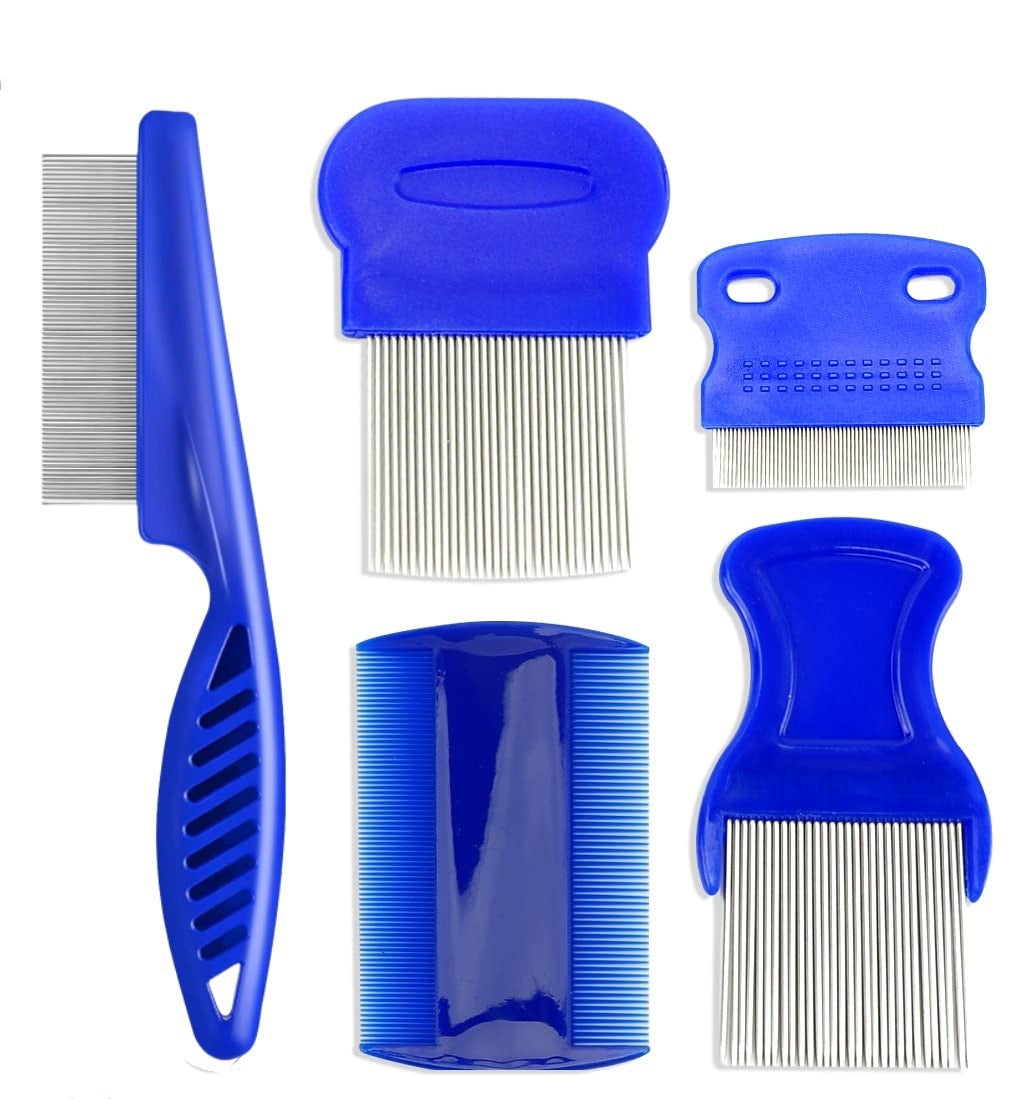 4-Piece Stainless Steel Flea Comb Set - Professional Dense Tooth Pet Grooming