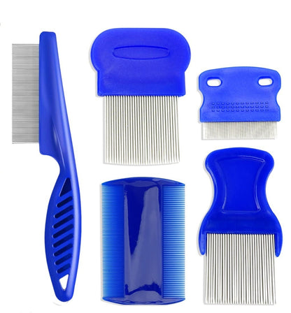 4-Piece Stainless Steel Flea Comb Set - Professional Dense Tooth Pet Grooming