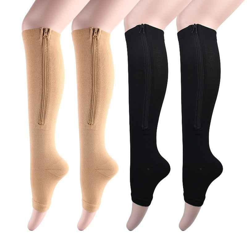 Toe Freedom Compression Socks - Comfortable, Breathable, and Quick-Drying for All-Day Wear, Sports, and Fitness - Polyester Knit Fabric, Side Zipper, and Toeless Design