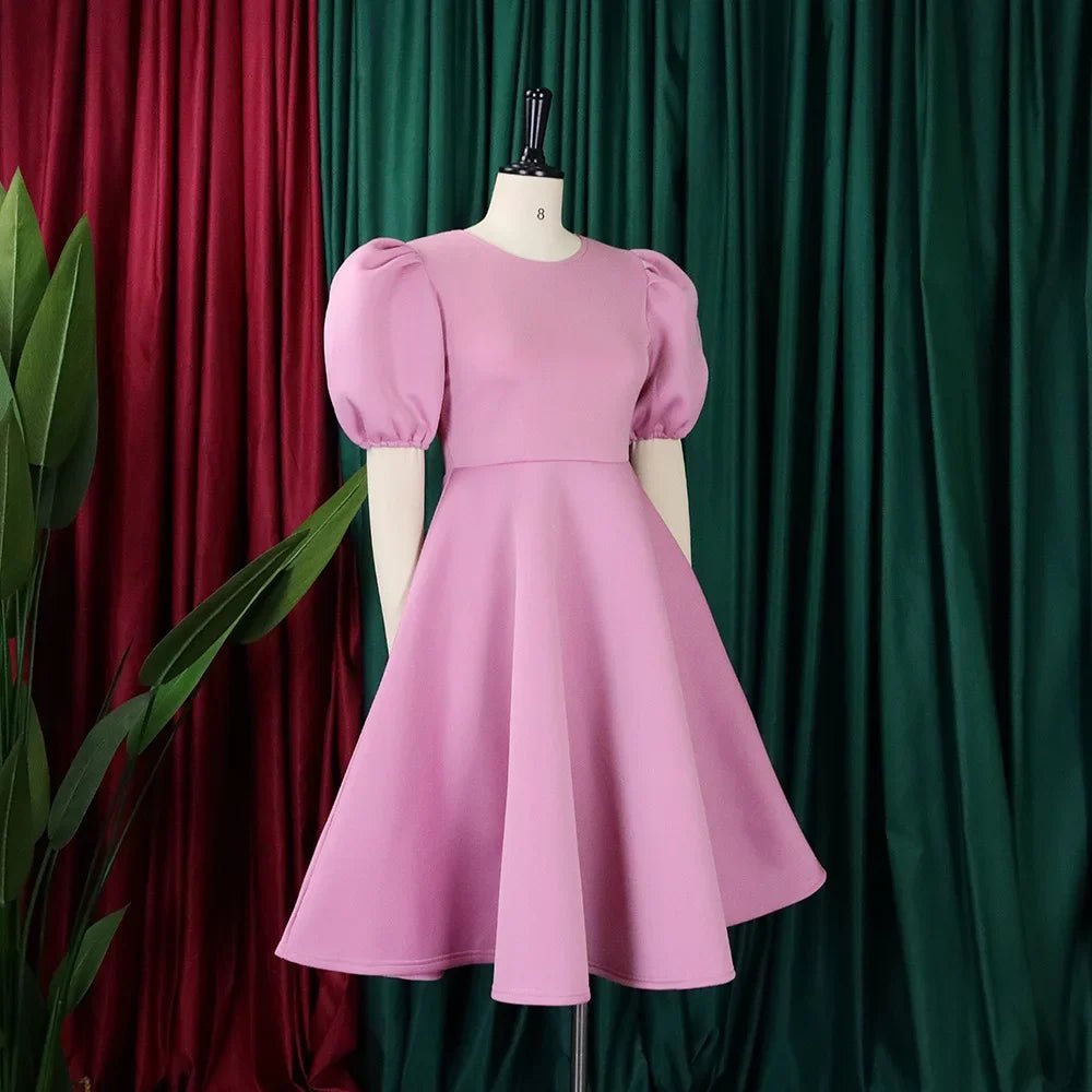Elegant Pleated A - Line Dress - High Waist Mid - Calf Dress - Shello's Creative Boutique
