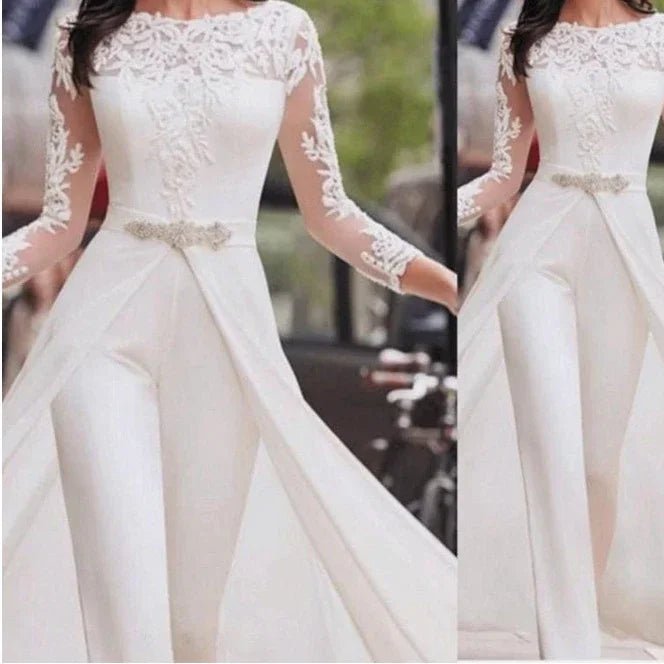 Elegant White Jumpsuit Women Overalls Long One Piece Strapless Slash Neck Feather Y2k Sexy Wedding Party Night Evening Rompers - Shello's Creative Boutique