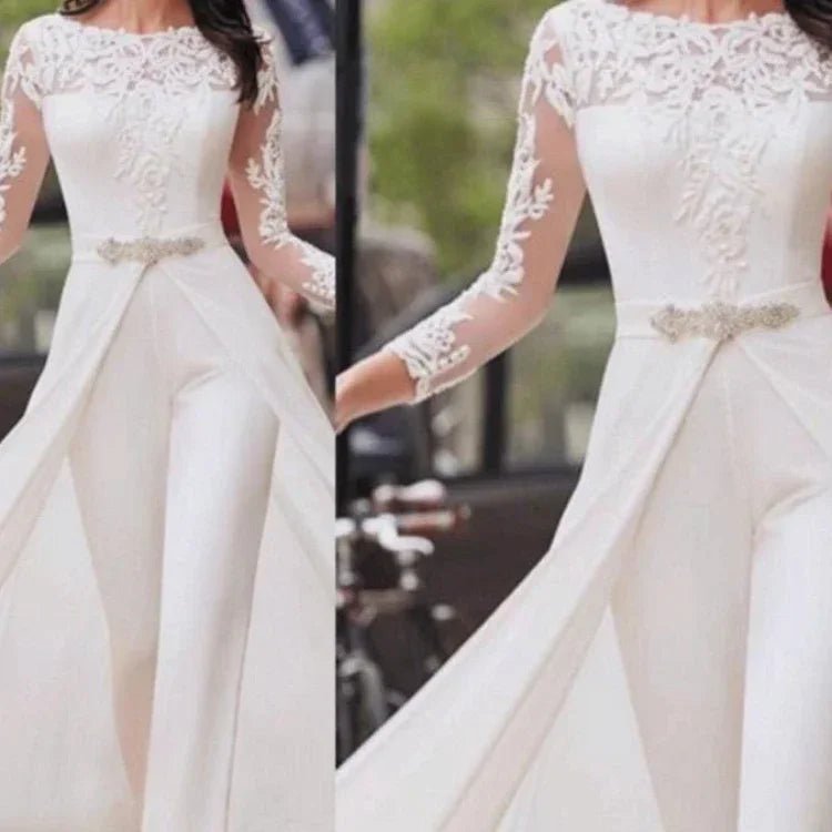 Elegant White Jumpsuit Women Overalls Long One Piece Strapless Slash Neck Feather Y2k Sexy Wedding Party Night Evening Rompers - Shello's Creative Boutique