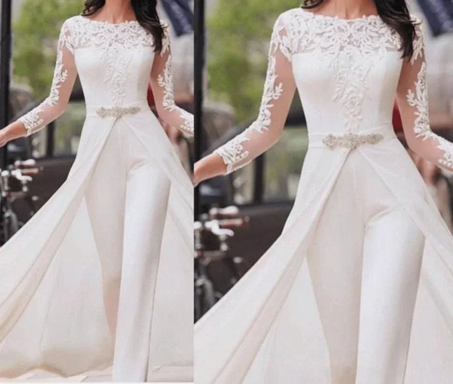 Elegant White Jumpsuit Women Overalls Long One Piece Strapless Slash Neck Feather Y2k Sexy Wedding Party Night Evening Rompers - Shello's Creative Boutique