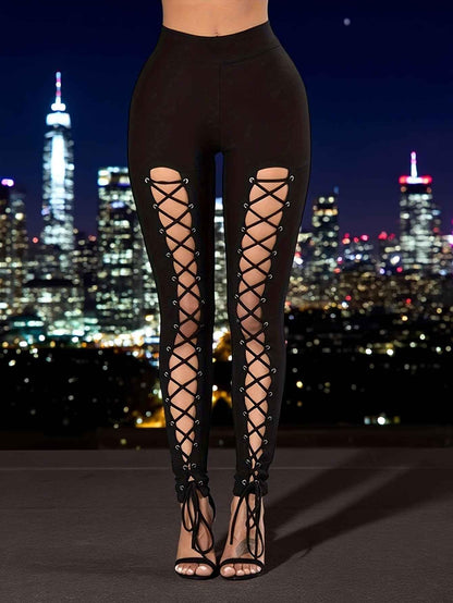 High-Waist Cropped Leggings - Cross-Strap Stretch Leggings for Women - Shello's Creative Boutique