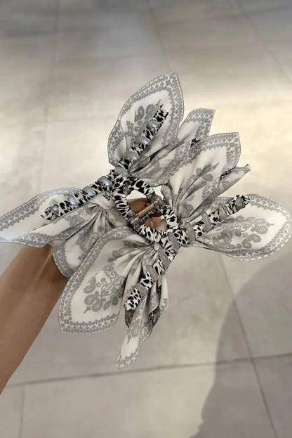 Black Paisley Floral Print Bow Knot Hair Clip – Trendy Boho Hair Accessory for Women - Shello's Creative Boutique