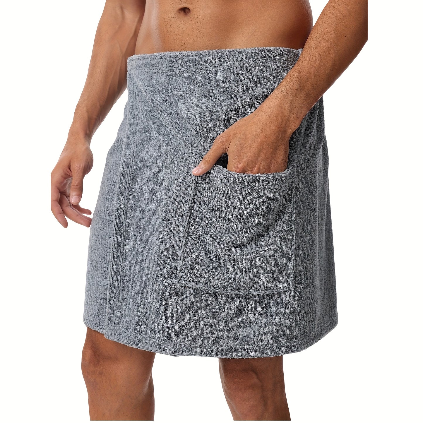 Men's Adjustable Bath Towel with Pockets - Microfiber - Shello's Creative Boutique