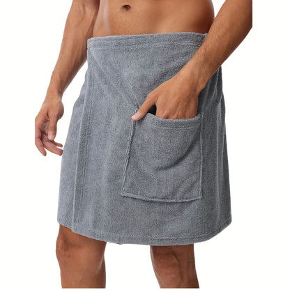Men's Adjustable Bath Towel with Pockets - Microfiber - Shello's Creative Boutique