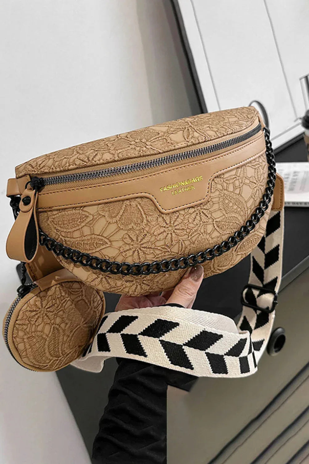 Black Colourblock Strap Crossbody Bag With Coin Purse - Shello's Creative Boutique