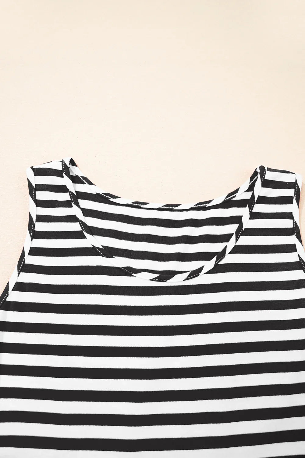 Rose Stripe U Neck Sleeveless Loose Fit Mini Dress - Shello's Creative Boutique