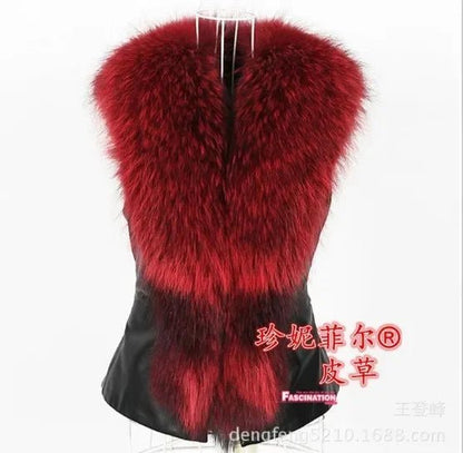Faux Leather Vest with Fur Collar - Sleeveless Winter Coat - Shello's Creative Boutique