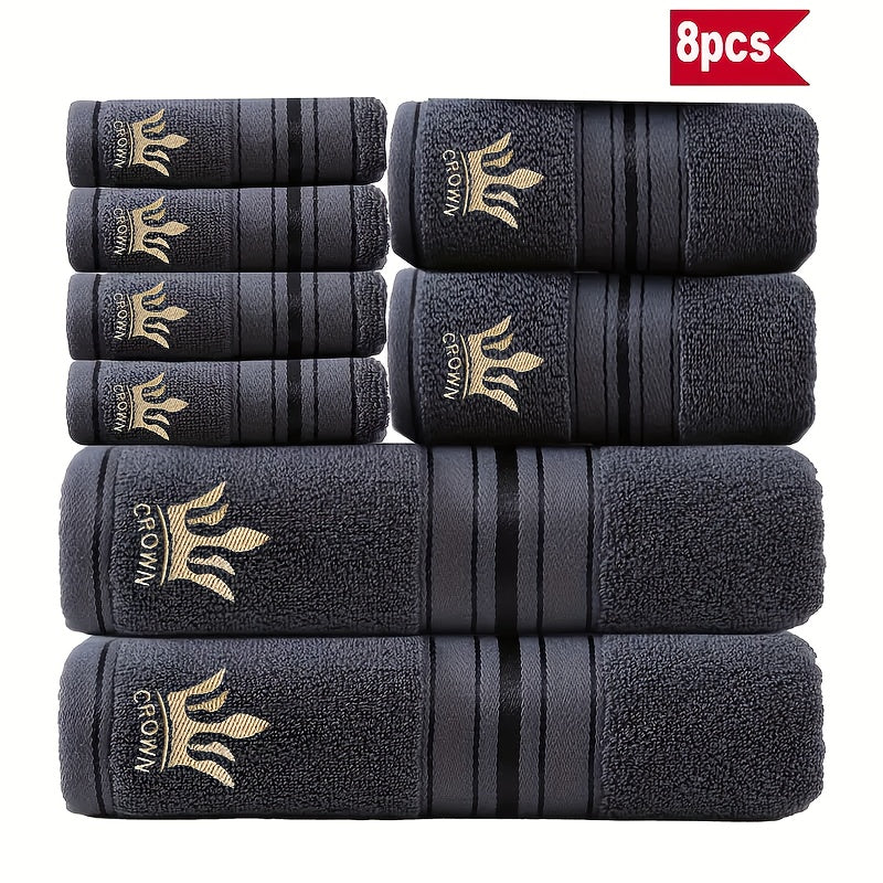 8 Piece Luxury Hotel Cotton Bath Towel Set - 390 GSM