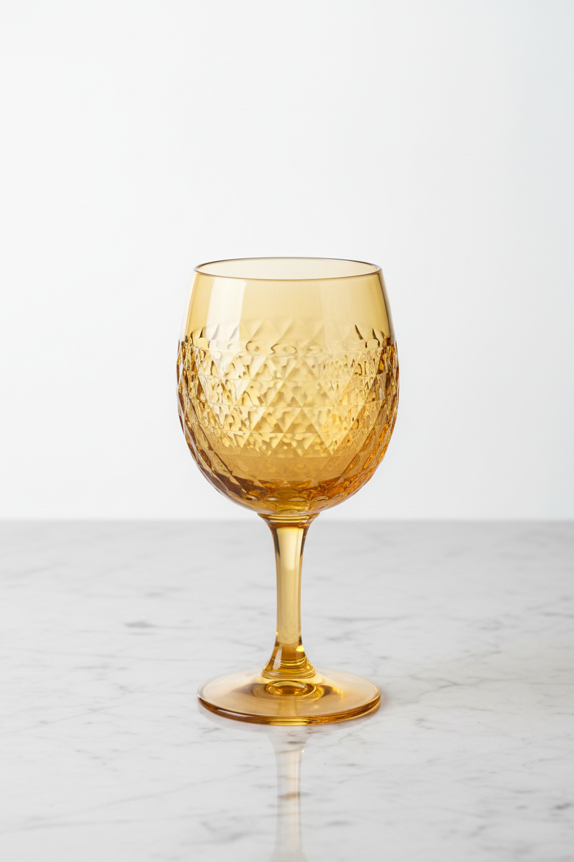 Hammered Diamond Amber Crystal Glass – Lead-Free Wine, Champagne & Whisky Goblet