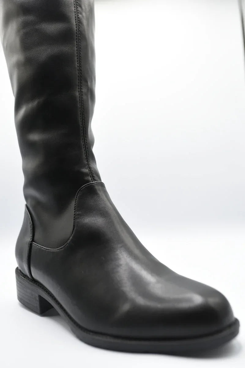 Tie Detail Low Heel Knee High Boots - Shello's Creative Boutique