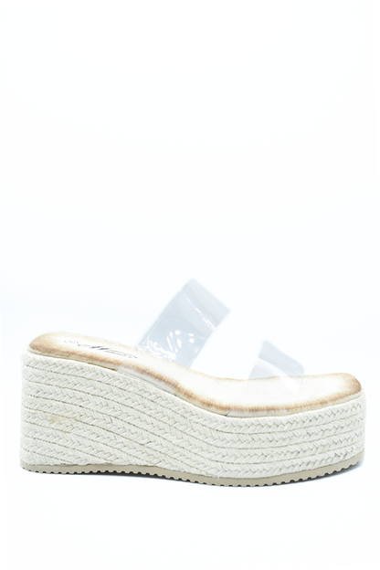 Transparent Double Strap Platform Wedge Heels Moda