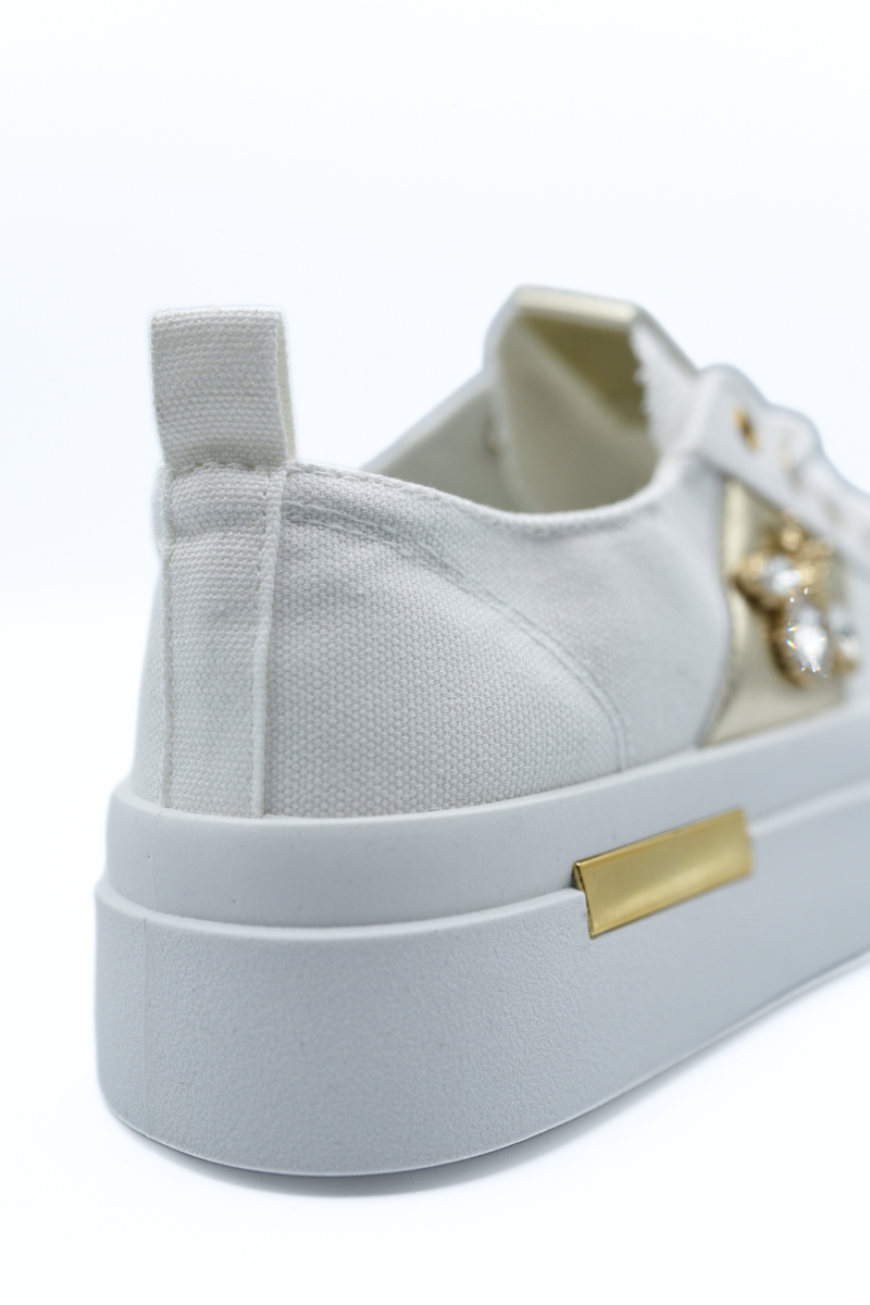 Luxe Bee Decorative Lace Up Platform Trainers Moda