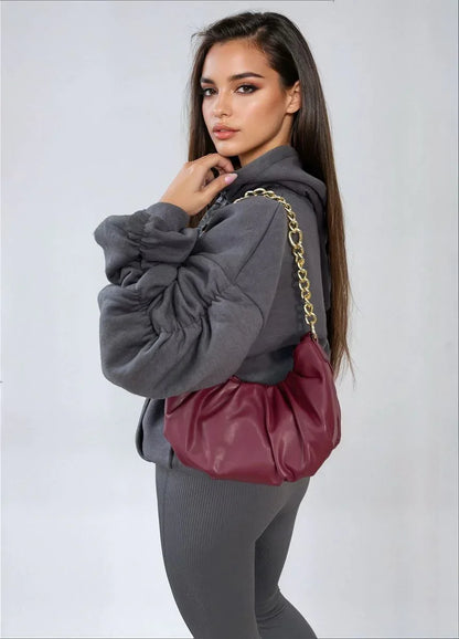 Ruched Sleeve Oversized Hoodie with Front Pouch Pocket - Shello's Creative Boutique