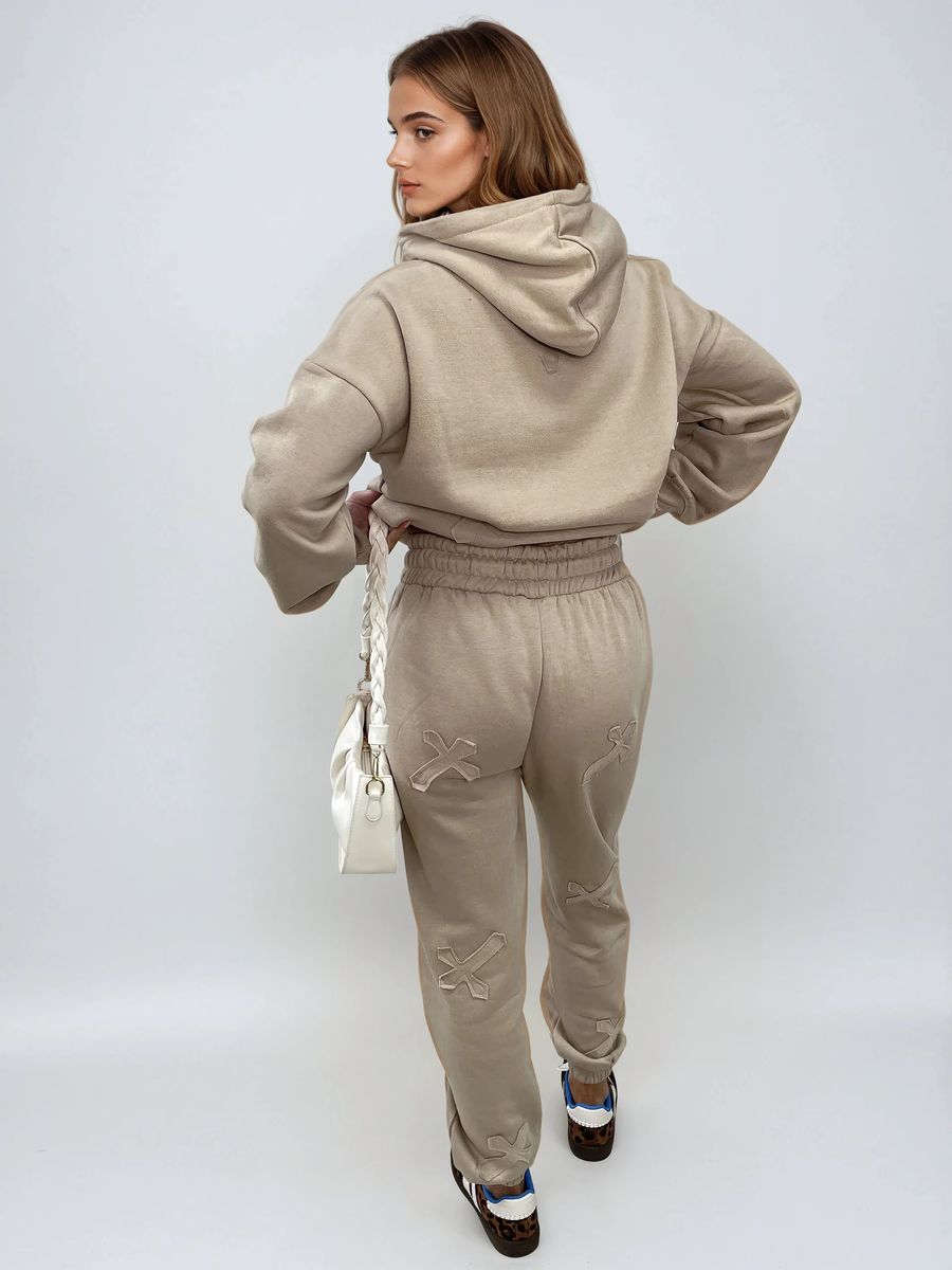 Cross Detail Oversized Hoodie and Jogger Co-ord Set Moda