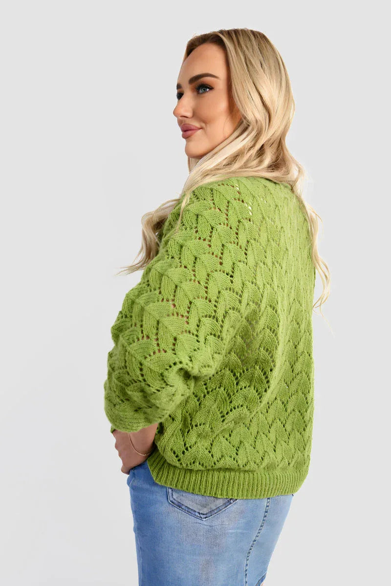 Half Sleeve Chunky Cable Knit Jumper - Shello's Creative Boutique