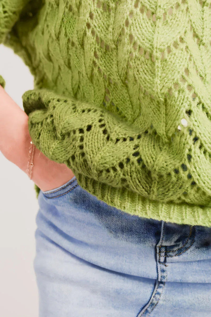 Half Sleeve Chunky Cable Knit Jumper - Shello's Creative Boutique