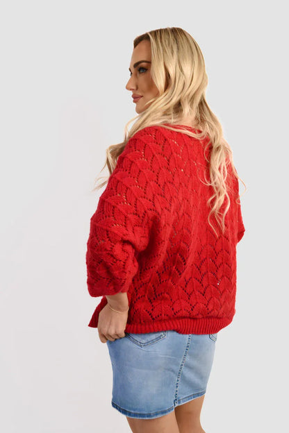 Half Sleeve Chunky Cable Knit Jumper - Shello's Creative Boutique