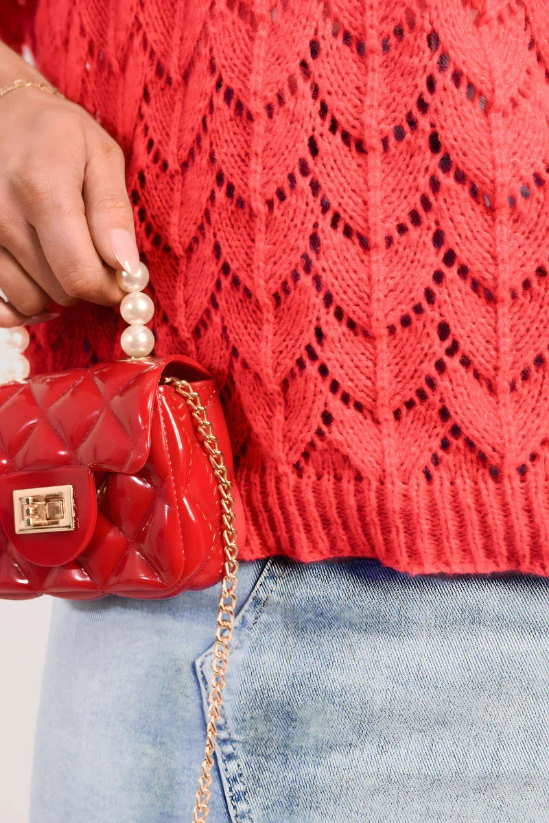 Half Sleeve Chunky Cable Knit Jumper - Shello's Creative Boutique