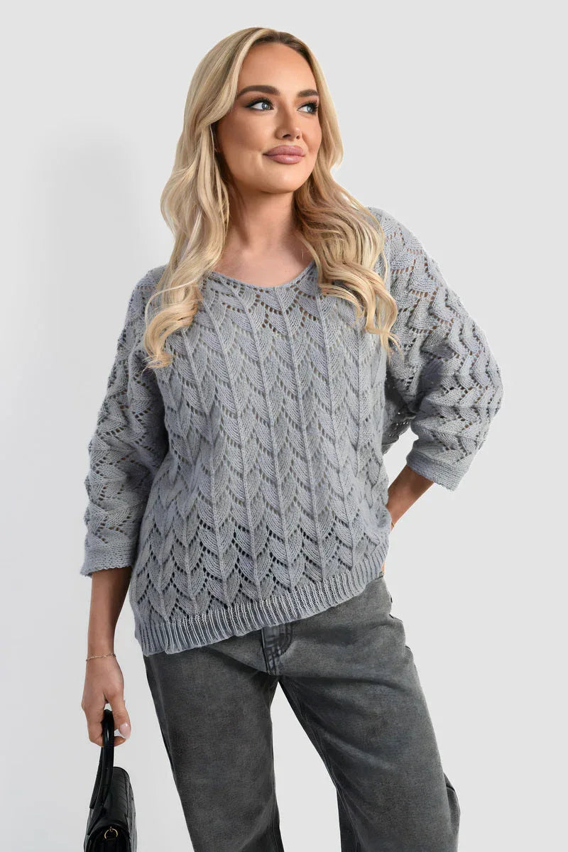 Half Sleeve Chunky Cable Knit Jumper - Shello's Creative Boutique