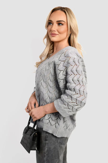 Half Sleeve Chunky Cable Knit Jumper - Shello's Creative Boutique