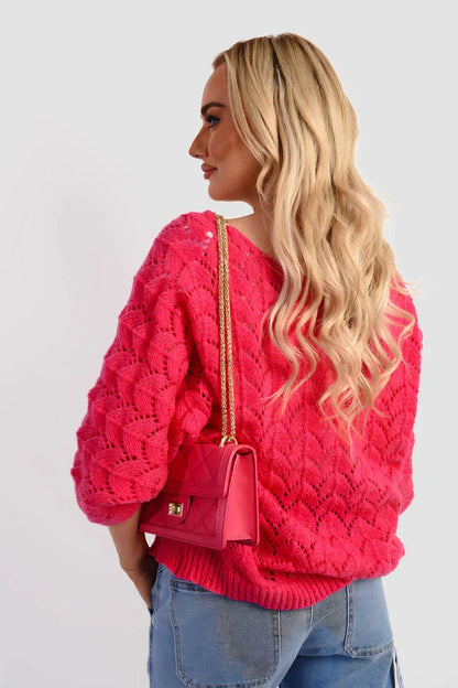 Half Sleeve Chunky Cable Knit Jumper - Shello's Creative Boutique