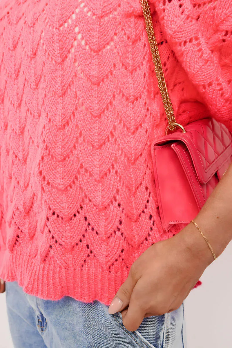 Half Sleeve Chunky Cable Knit Jumper - Shello's Creative Boutique