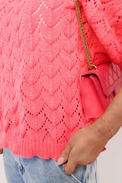 Half Sleeve Chunky Cable Knit Jumper - Shello's Creative Boutique