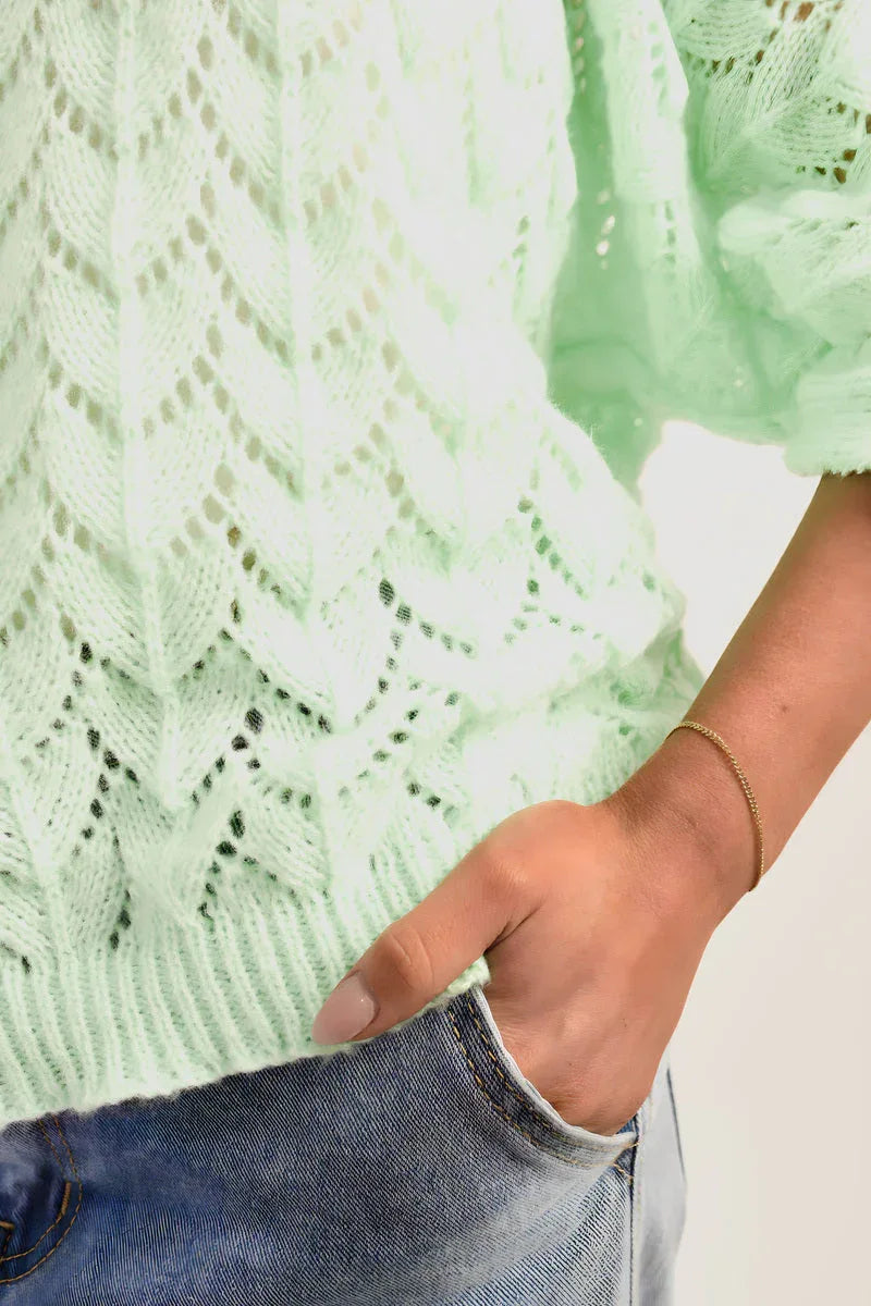 Half Sleeve Chunky Cable Knit Jumper - Shello's Creative Boutique