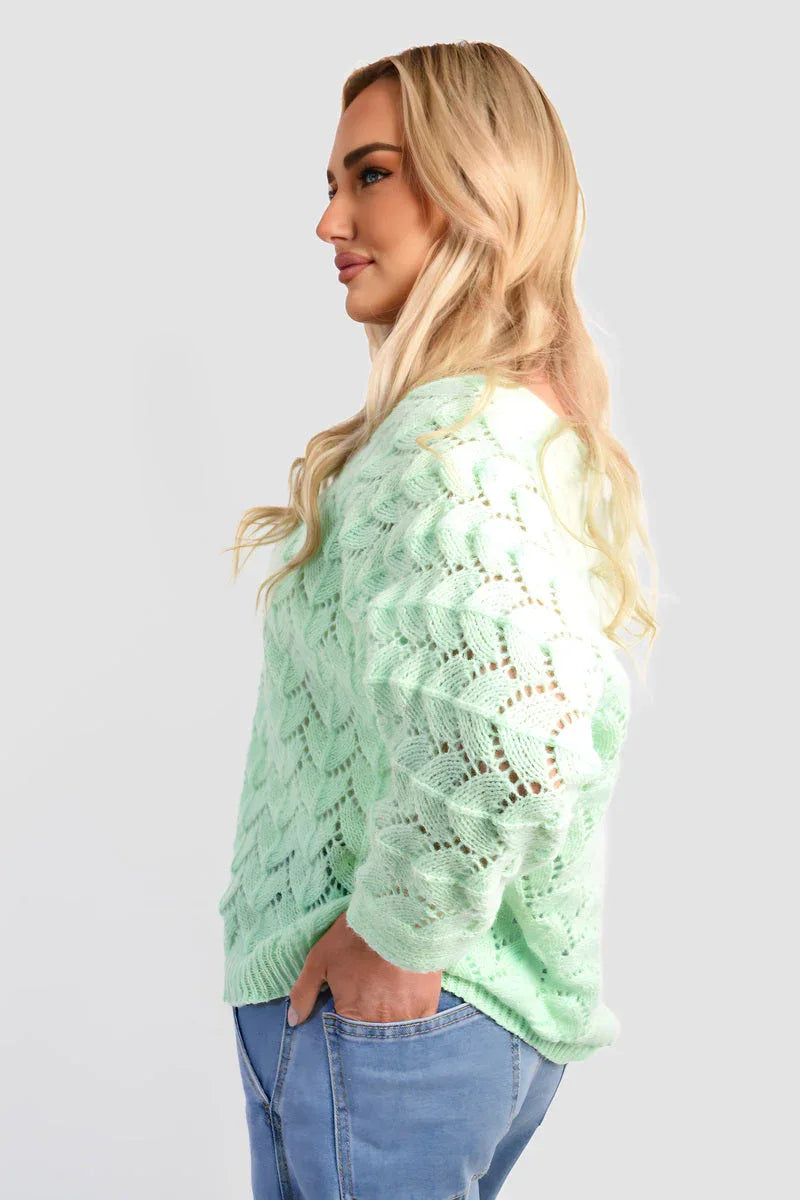 Half Sleeve Chunky Cable Knit Jumper - Shello's Creative Boutique